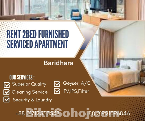 Beatiful 2 Bedroom Serviced Apartment RENT In Baridhara.